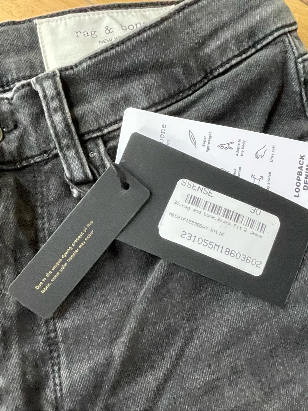 NWT Rag & Bone Fit 2 Wylie Loopback Slim Jeans Men’s 30x32 Charcoal